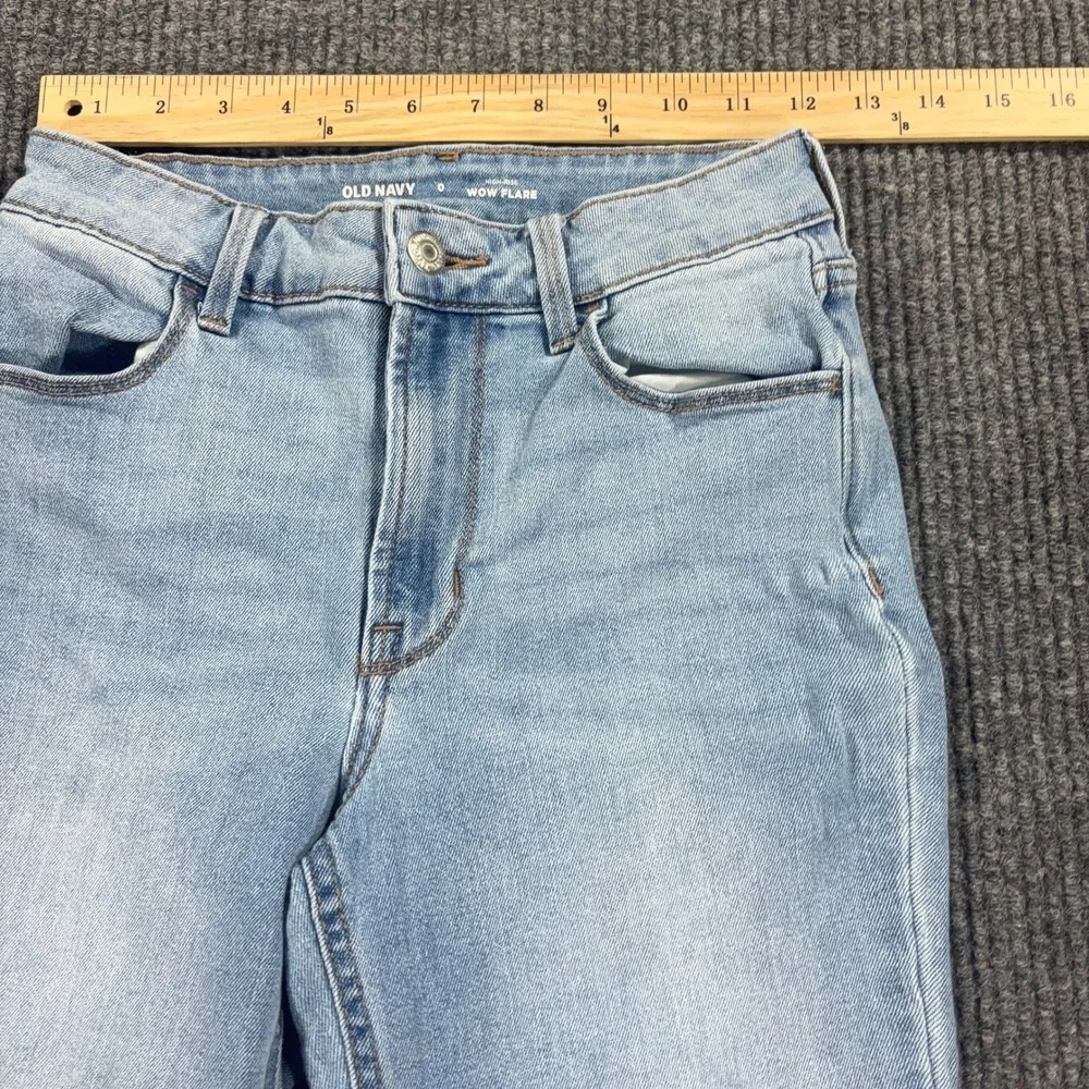 Old Navy Wow Flare Jeans Womens 0 Light Blue High Rise Stretch Denim 0807
